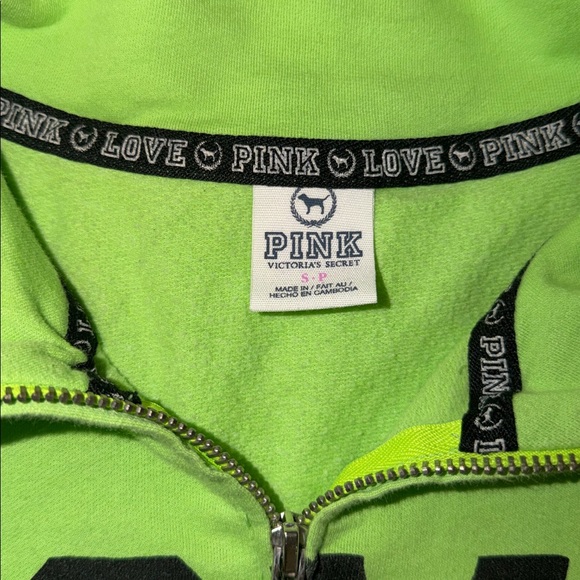 Victoria Secret Pink half zip up in lime green and black-size small - Picture 6 of 7